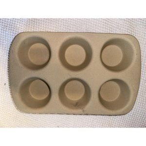 Pampered Chef Stoneware 6-Cup Muffin Pan #1468 Family Heritage Baking Stone USA